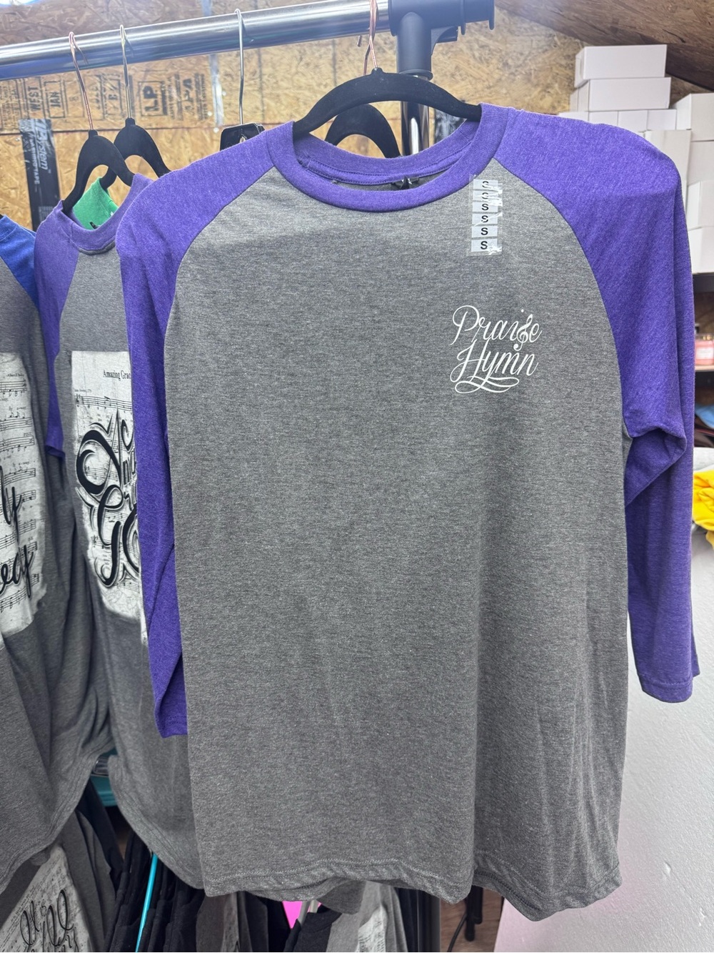 Women's Raglan Long Sleeve Tee - Purple & Gray